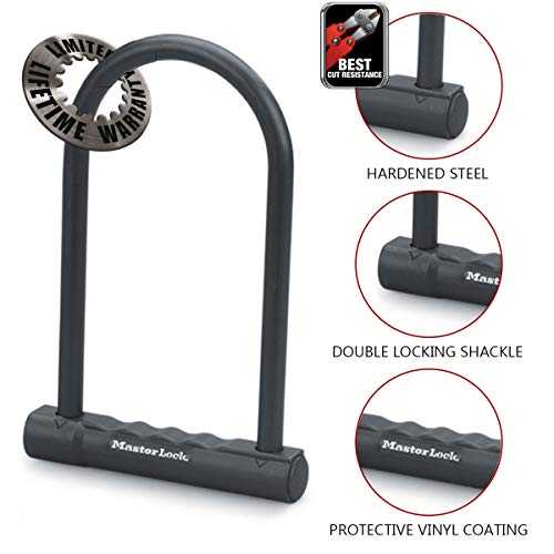 MASTER LOCK Candado Bicicleta U [Llave] [Soporte de Transporte] 8170EURDPRO - Ideal para Bicicleta, Bicicleta Electrica, Bicicleta Montaña