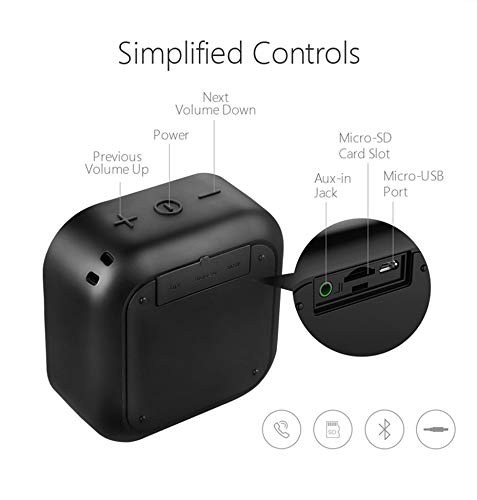 MIFA A1 Mini Altavoz Portátil Bluetooth 4.2 Impermeable IP56 y Tecnología True Wireless Stereo & DSP, Anti-Polvo con 15 Horas Continua y Tarjeta de microSD, Micrófono Incorporado, Negro