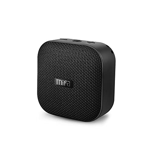 MIFA A1 Mini Altavoz Portátil Bluetooth 4.2 Impermeable IP56 y Tecnología True Wireless Stereo & DSP, Anti-Polvo con 15 Horas Continua y Tarjeta de microSD, Micrófono Incorporado, Negro