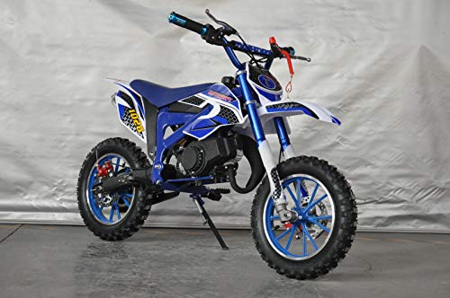 Mini Pitbike con motor de 49cc de 2 tiempos, XTM TEAM cross. Mini dirt bike. Moto de mini cross (Azul)