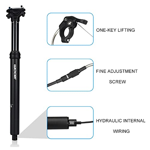 MiOYOOW Tija de sillín telescópica, sillín amortiguado MTB Hidráulico de viaje 80/100 mm con control remoto de recorrido interior para MTB BMX 27.2/30.9/31.6 * 410 mm