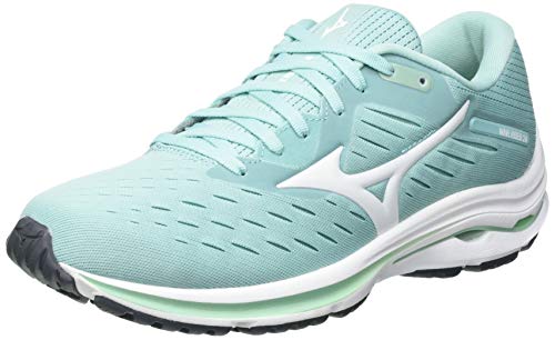 Mizuno Wave Rider 24, Zapatillas Mujer, White Grey, 44.5 EU