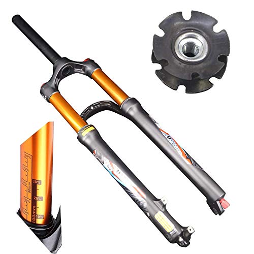 MJCDNB 26 27.5 29"Horquilla de suspensión neumática para Bicicleta MTB Cámara de Aire Doble Tubo Recto 28.6 mm QR 9 mm Viaje 105 mm Bloqueo Manual Freno de Disco Ultraligero Shock XC Bicicleta