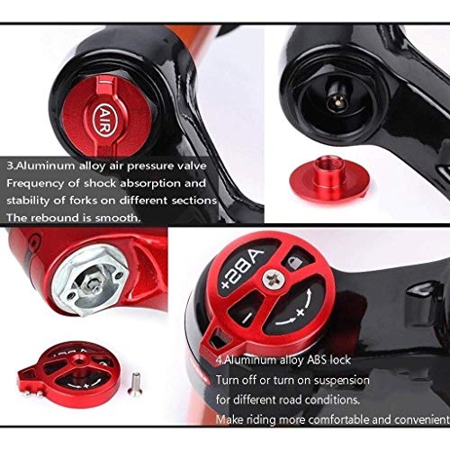 MJCDNB 26 27.5 29"Horquilla de suspensión neumática para Bicicleta MTB Cámara de Aire Doble Tubo Recto 28.6 mm QR 9 mm Viaje 105 mm Bloqueo Manual Freno de Disco Ultraligero Shock XC Bicicleta