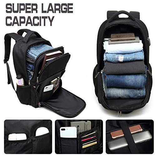 Mochila Antirrobo Impermeable, Mochila Portátil Hombre 17.3 Pulgadas Puerto USB Impermeable Trabajo Ordenador Viaje Negocio Multifuncional Daypacks Negro