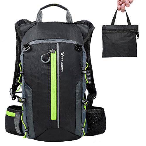 Mochila de ciclismo impermeable, Mochila de bicicleta plegable, transpirable y liviana, paquete de hidratación con bolsillo en la cintura para deportes al aire libre, montañismo que viaja 10L