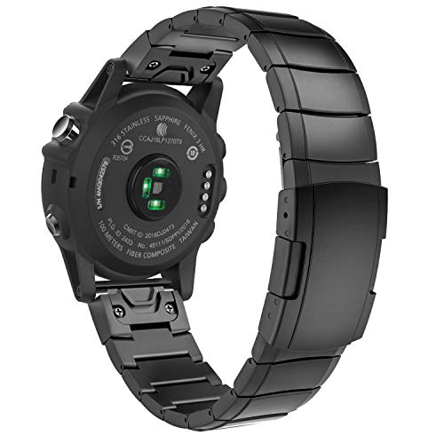 Correas de cuero compatibles con Garmin Fenix 6X/6X Pro/5X/5X Plus/3/3  HR/Sapphire/D2/Foretrek 601/701/Quatix 3/Tactix Bravo/Descent Mk1  Smartwatch