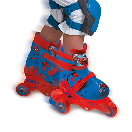 Mondo Toys – Marvel Spiderman – 3 en línea Skates – Patines de doble función ajustables – Ruedas de PVC – Roller niño/niña – Talla S/M 29/32 – 28631