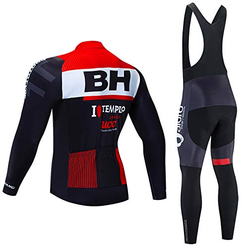 MTBHW Maillot de Ciclismo para Hombre, Forro Polar térmico de Invierno, Manga Larga, para Bicicleta de montaña, Ciclismo de Carretera y Pantalones Acolchados