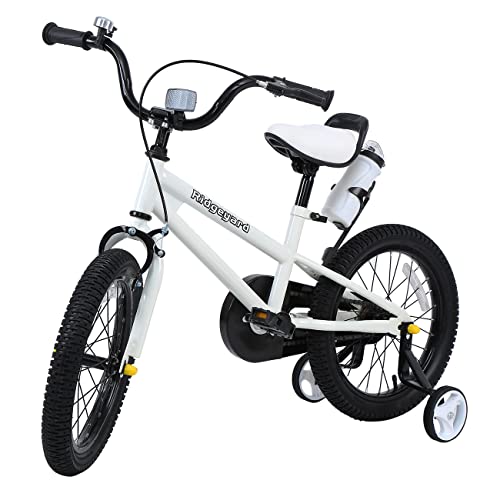 MuGuang - Bicicleta infantil para niño y niña, estilo libre, BMX de 16 pulgadas, ruedas de apoyo, color blanco