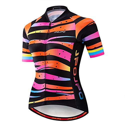 Mujer Ciclismo Jersey manga corta Bicicletas Ropa Bicicletas Chaqueta con bolsillos transpirable, A12., Small