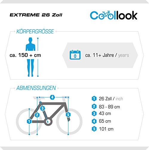 Multibrand Distribution 26 Pulgadas, CoollooK, Extreme, Unisex, Bicicleta de montaña,Doble Suspensión, 18 Velocidades, Llantas MACH1, Blanco-Brillo (Negro-Brillo)