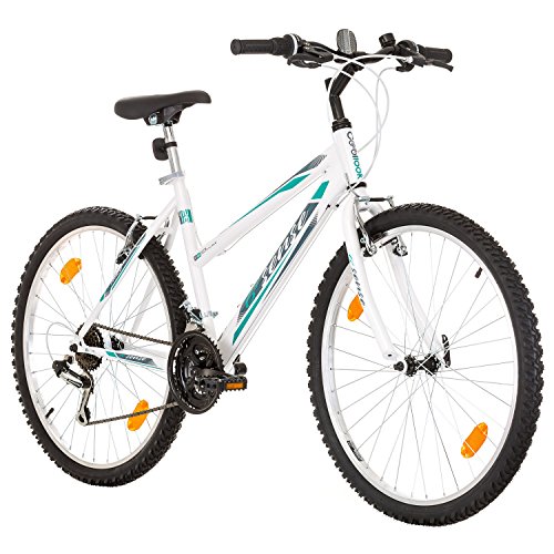 Multibrand, PROBIKE 6th Sense, 460 mm, 26 Pulgadas, Mountain Bike, 18 velocidades, Set de Mudgard, para Mujeres, Blanco-Rosa (Blanco-Turquesa (Shimano))