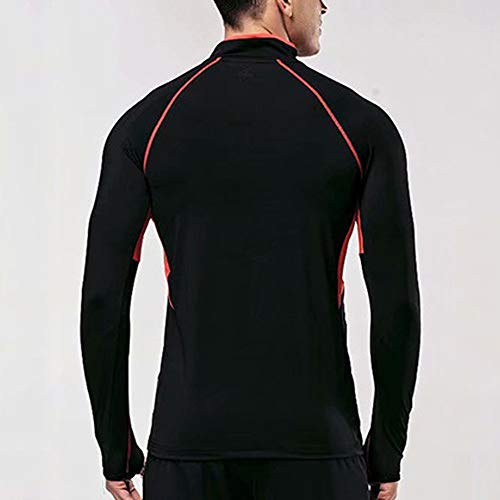 Muscle Alive Hombres Trimestr Cremallera Corriendo Activo Playeras Rutina de Ejercicio Negro M