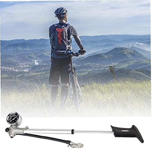 NaiCasy Bomba de Choque de Bicicletas Medidor de presión 300PSI Suspensión Delantera Trasera Tenedor portátil Bomba Válvula Universal para MTB MTB (Plata)