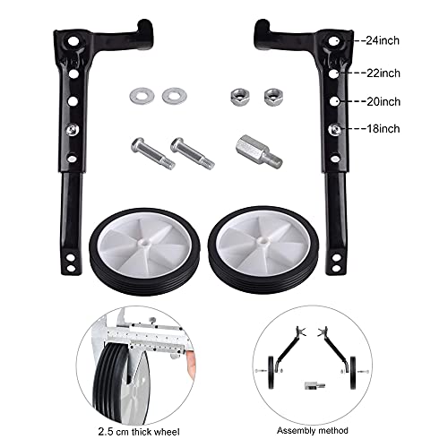 NATTHSWE Estabilizadores de bicicleta para niños para niños, ruedas de entrenamiento de bicicletas, ruedas de apoyo universales para bicicletas de niños de 18 20 22 24 pulgadas (1 par)