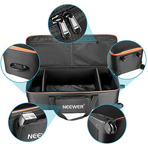 Neewer 10087972 - Bolsa de transporte para equipo de estudio de fotografía,96 x 39 x 29 cm, con correas acolchadas, rueda de compartimento y asa para soporte ligero