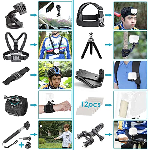 Neewer 50 en 1 Kit de Accesorios para Cámara de Acción Compatible con GoPro Hero10 / 9 / 8 / 7, GoPro Max, GoPro Fusion, Insta360, DJI Osmo Action/Action 2, AKASO, APEMAN, Campark, SJCAM