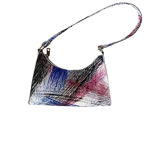 Nevup Bolsos de Hombro de Embrague Retro para Mujer Bolsos de Hombro de Contraste de Graffiti Bolsos de Mano clásicos con Cierre de Cremallera