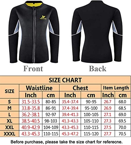 NINGMI Hombres de Manga Larga Trajes de sudoración Neopreno Perdida de Peso Entrenamiento Body Shaper Chaqueta de Fitness con Cremallera Sweat Sauna Shirt