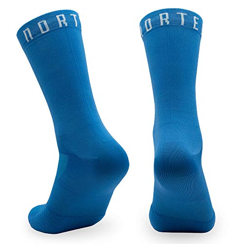 NORTEI Calcetines Azules para Ciclismo, MTB y Running de Caña Alta para Hombre y Mujer – Infinity Blue (M (40-42))