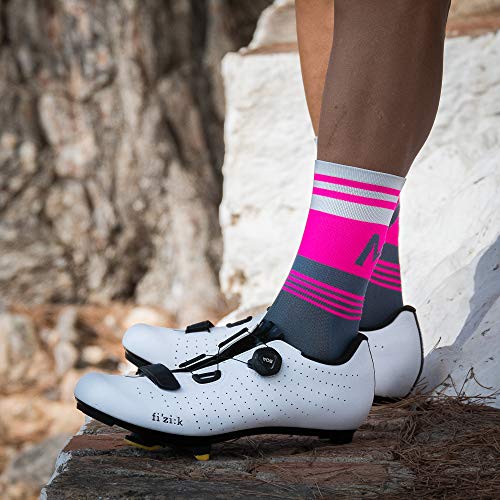 NORTEI Calcetines para Ciclismo, MTB y Running de Caña Alta para Hombre y Mujer – Move Pink (L-XL (43-46))