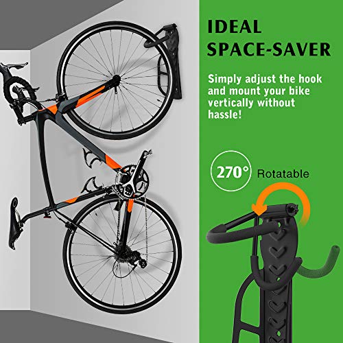 Nuovoware [4PZS] Soporte de Pared para Bicicletas, Ganchos para Bicicleta de Acero Ajustable Bici, Retención de Montaje con Tornillos Ahorro de Espacio para Colgar Bicicletas Soporta hasta 66 lb,4PZS