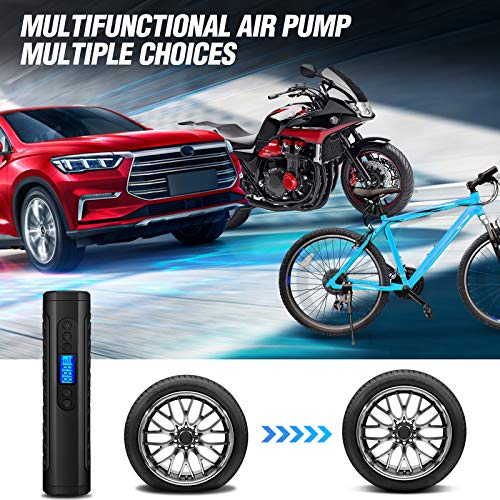 NWOUIIAY Bomba de Neumáticos Eléctrica 150PSI 35L/MIN Compresor Aire Portátil 80W 2000mAh Batería Recargable Bomba Eléctrica Bicicleta para Inflar Neumáticos de Motos Bicis Balones y Flotadores