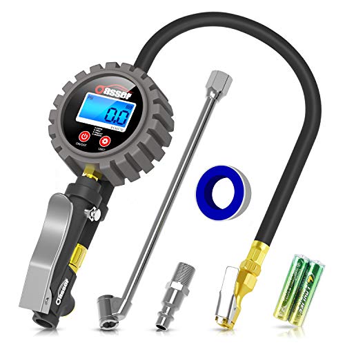 Oasser Manómetro Presión Neumáticos Digital 0-18bar Manómetro Inflador Neumáticos para Compresor Medidor Presión Neumáticos Profesional Portátil para Coche Moto Bicicleta y Camión 0-255psi P5