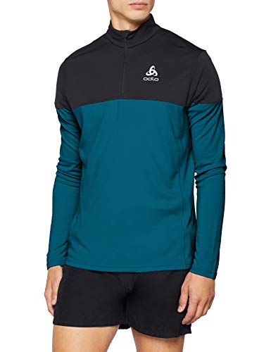 Odlo Midlayer 1/2 Zip Sudadera Core Light, Hombre, 312432, Blue Coral - Black, Large