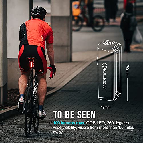 Olight RN 100 TL Linterna Trasera de Bicicleta con COB LED 100 Lúmenes 12 Horas Recargable USB Potente Luz para Bicicleta con Visibilidad de 260°Sensor Inteligente Resistente al Agua IPX6 37g 8 Modos