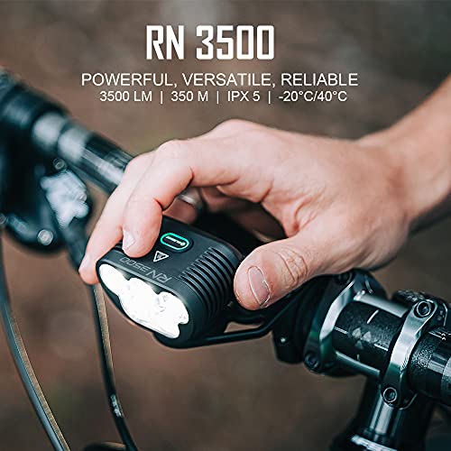 OLIGHT RN 3500 Linterna Delantera de Bicicleta 3500 Lúmenes Faro LED de Bici USB Recargable con Función de Banco de Energía Luz Delantera Impermeable IPX5 para Bicicleta de MTB y Cruce de Senderos