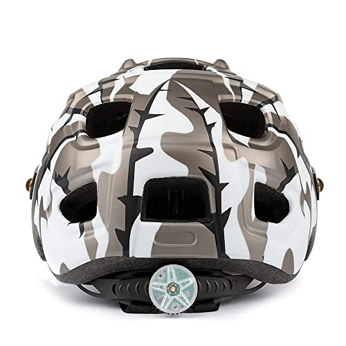 OMGPFR Casco De Bicicleta MTB para Adultos, Casco De Seguridad para Montar Al Aire Libre con Luz De Advertencia Casco De Bicicleta De Montaña Integrado EPS 14 Vents,Blackwhite