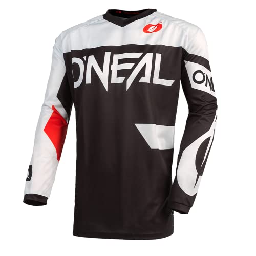 O'Neal | Jersey de Motocicleta | Enduro Motocross | Protección Acolchada para los Codos, Ajuste para una máxima Libertad de Movimiento | Jersey Element Racewear | Adultos | Negro Blanco | Talla L