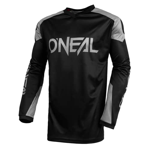 O'Neal | Jersey de Motocicleta | Enduro Motocross | Tejido Transpirable, máxima Libertad de Movimiento, Espalda extendida | Jersey Matrix Ridewear | Adultos | Negro Gris | Talla S