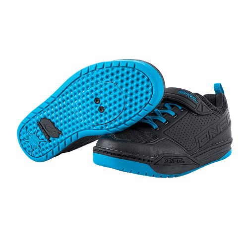 O'NEAL | Zapatilla de Bicicleta | Mountain Bike MTB DH FR Downhill Freeride | Placa de Pedal SPD Compatible, Duradera y Ligera PU, Ventilación | Zapatilla SPD Flow | Adultos | Negro Azul | Talla 43