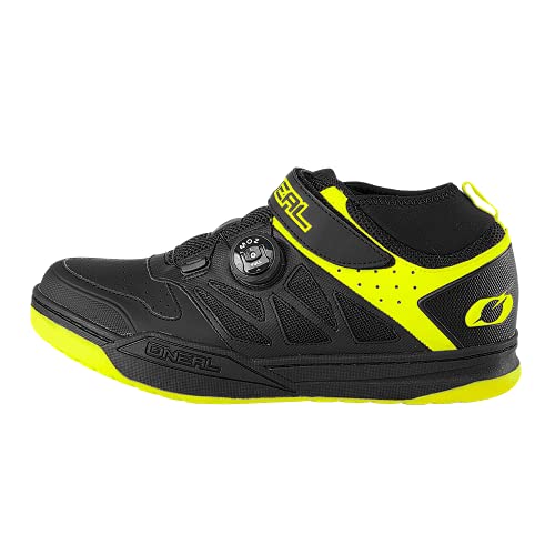 O'NEAL | Zapatilla de Ciclismo | MTB Downhill Freeride | Placa de Pedales SPD Compatible, Sistema de Encaje rápido, Transpirable | Zapatilla SPD de sesión | Adultos | Negro Neón Amarillo | Talla 41