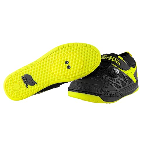 O'NEAL | Zapatilla de Ciclismo | MTB Downhill Freeride | Placa de Pedales SPD Compatible, Sistema de Encaje rápido, Transpirable | Zapatilla SPD de sesión | Adultos | Negro Neón Amarillo | Talla 41