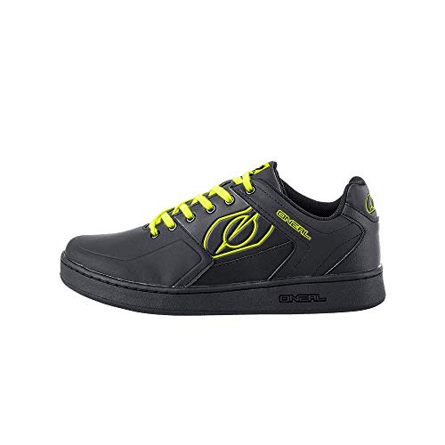 O'NEAL | Zapatillas de Bicicleta | MTB Downhill Freeride | Equilibrio Entre Agarre y posición del pie, Suela de Panal | Zapato de Pedal Plano con Clavos | Adultos | Negro Neón Amarillo | Talla 47