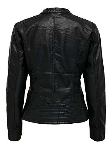 Only Onlfreya Faux Leather Biker Otw Noos Abrigo de Vestir, Negro (Black), 36EU para Mujer