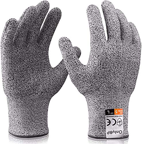 OnlyBP Guantes Anticorte (1 par), Guantes de protección y anticorte, Guantes resistentes a los Cortes Nivel 5 (M)