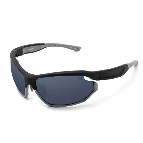 OSLOB Gafas De Sol Deportivas Para Hombres Y Mujeres, Lentes De Policarbonato Que Se Aplican Al Ciclismo, Conducción, Pesca, Correr Con Protección UV, Gafas De Sol ST011 |Gris Oscuro|70-17-135