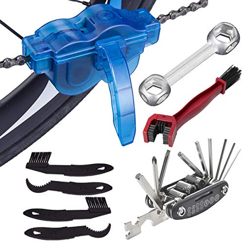 Osuter 8PCS Kit de Cepillo de Limpieza de Bicicletas Limpiador de Cadena de Bicicleta Profesional Limpieza de Bicicletas Herramientas Bici Llave para Todos los Tipos de Bici