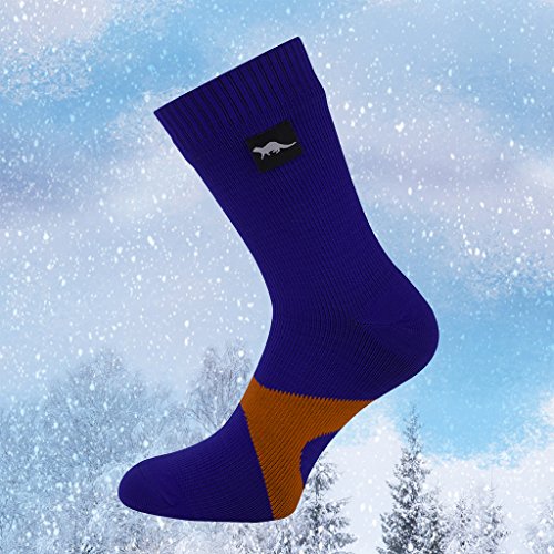 OTTER Calcetines Transpirables e Impermeables Hombre y Mujer. Ideales para Actividades al Aire Libre como Golf, Ciclismo, Senderismo o Excursionismo. (Azul y Naranja, XL (46-48))