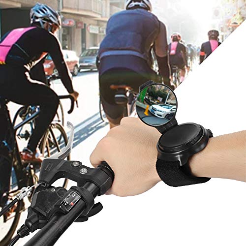 Ouitble Banda de muñeca para Bicicleta Espejo retrovisor, Espejo para Bicicleta Gran Angular Ajustado Desgaste del Brazo Espejo Giratorio Especial para revisión de Bicicleta (2 Pulgadas)