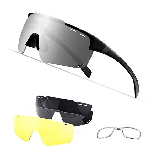 OULIQI Gafas de Sol deportivas polarizadas Gafas de sol a prueba de polvo a prueba de viento antireflejo antiniebla Gafas de Ciclismo para Hombres y Mujeres