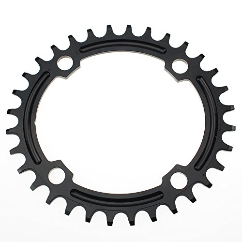 Ovalada plato 32T 34T 36T FOMTOR ultraligero Single Narrow Wide Cadena Anillo para la mayoría de Shimano y SRAM cranksets, bicicleta de carretera bmx mtb (104 BCD, Negro) (32T)