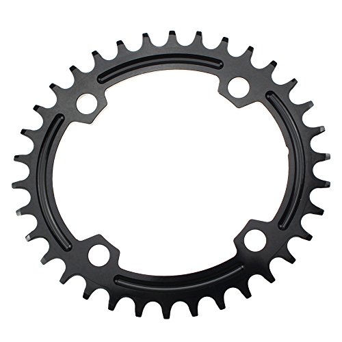 Ovalada plato 32T 34T 36T FOMTOR ultraligero Single Narrow Wide Cadena Anillo para la mayoría de Shimano y SRAM cranksets, bicicleta de carretera bmx mtb (104 BCD, Negro) (34T)