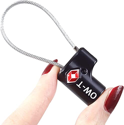 OW-Travel Candado de Cable con Llave TSA, Cable Acero Plastificado. Candado para Taquilla. Candados para mochilas y maletas. Candado Taquilla Gimnasio. TSA Candado Seguridad cable con Llaves Negro 2