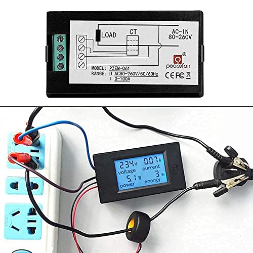 Panel Lcd Digital 100A Ca 80 ~ 260V Medidor de Potencia Digital Voltaje Kwh Vatio VoltíMetro AmperíMetro MultíMetro Probador Medidor